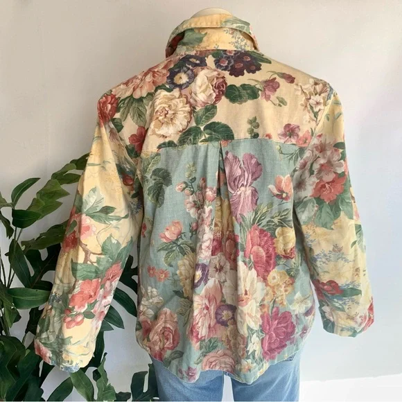 b l o o m :: Vintage Floral Cottagecore Slouchy Canvas Jacket - Picture 12 of 14